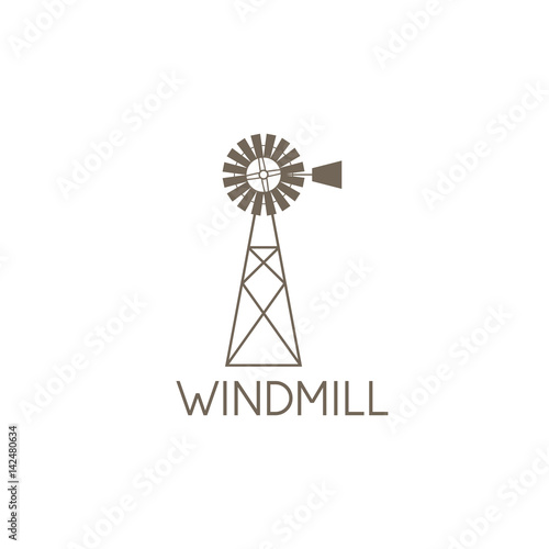 simple vector illustration of old farm windmill photo