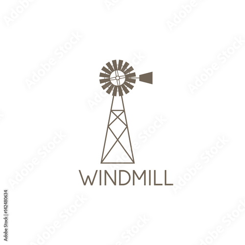 simple vector illustration of old farm windmill