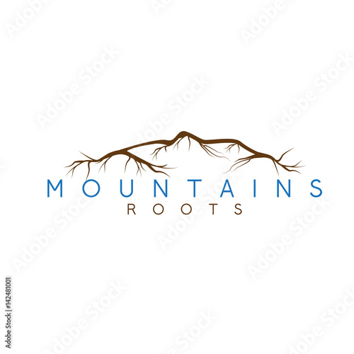simple vector illustration of the abstract mountains and roots