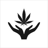 Marijuana care simple , silhouette icon on background