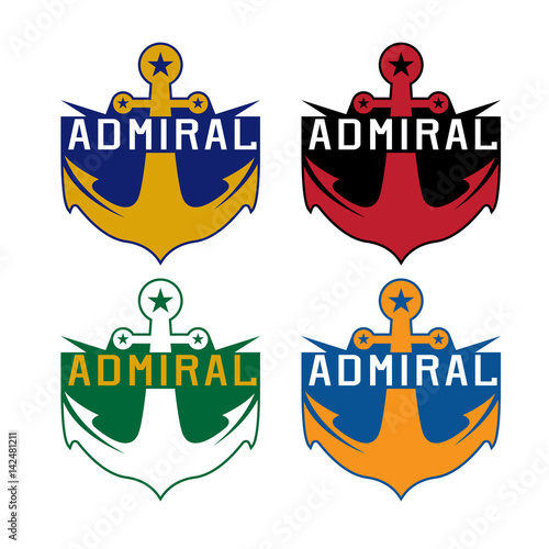 set of anchor sport crests vector template design
