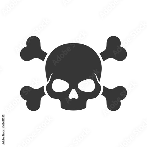 Skull and Crossbones Icon on White Background. Vector