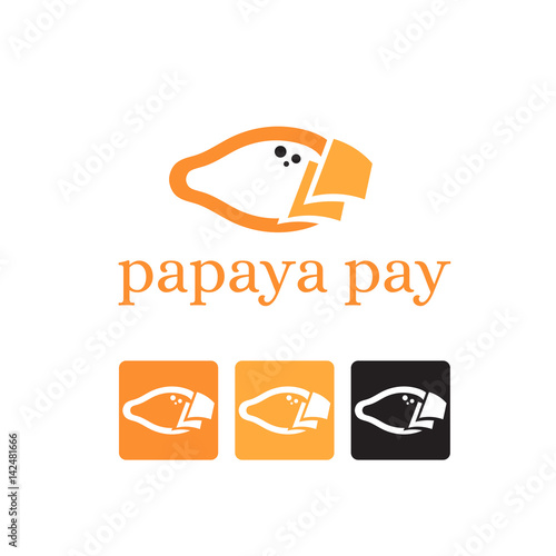 Concept logo template with papaya and money. Vector illustration