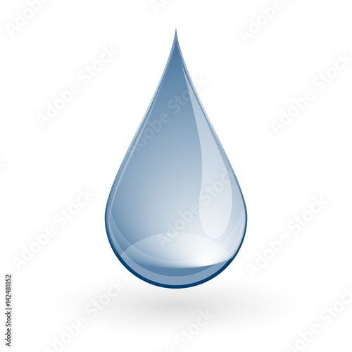 Shiny Blue water drop on white. Vector illustration