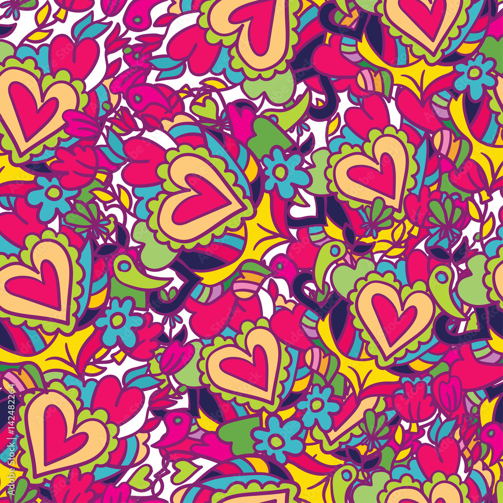 Creative holidays seamless pattern for Valentine's Day. Greeting scrapbooking, congratulations, invitations, stickers, planners and other .Vector illustrations Creative holidays seamless pattern for Valentine's Day. Greeting scrapbooking, congratulations, invitations, stickers, planners and other .Vector illustrations