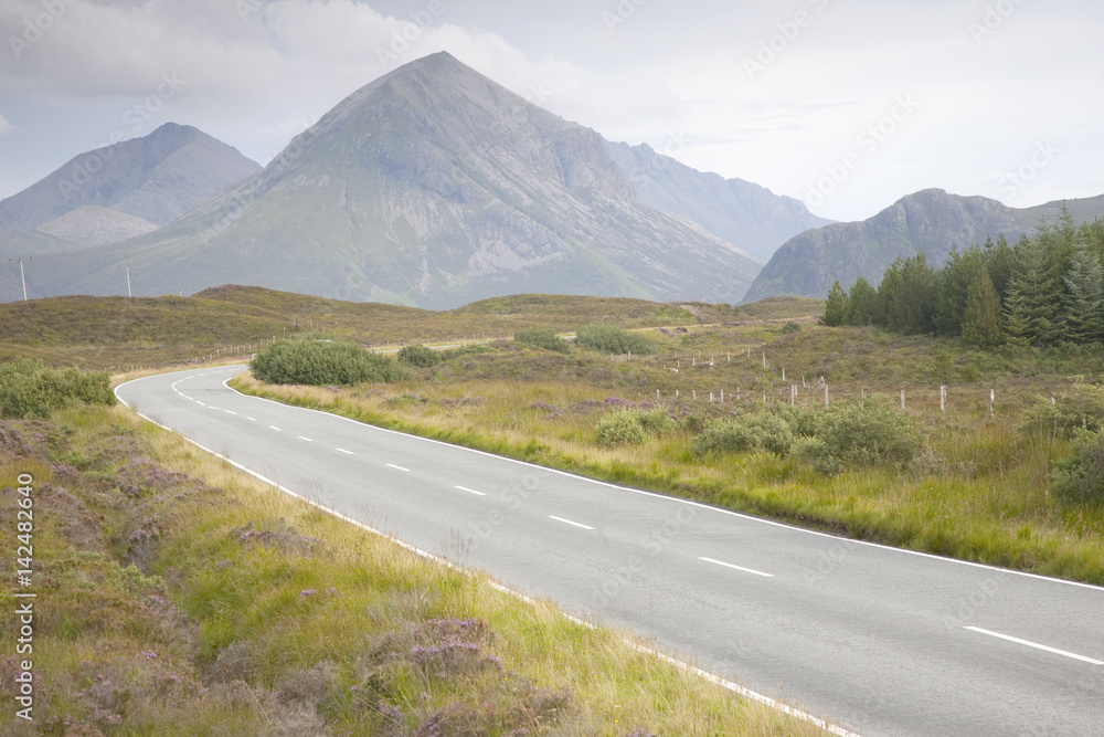 Open Road to the Cuillin Hills, Isle of Skye, Scotland, UK