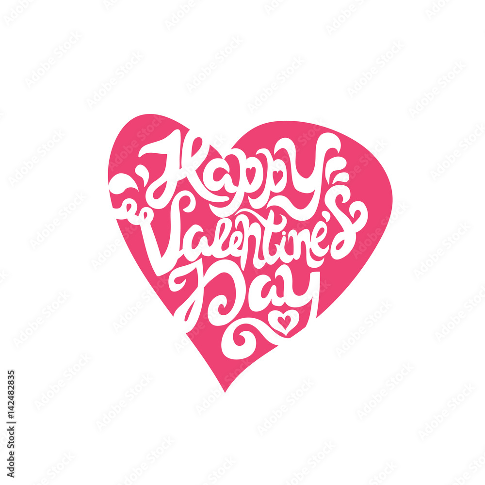 Script concept quote with text Happy Valentines Day in heart. Vector illustration