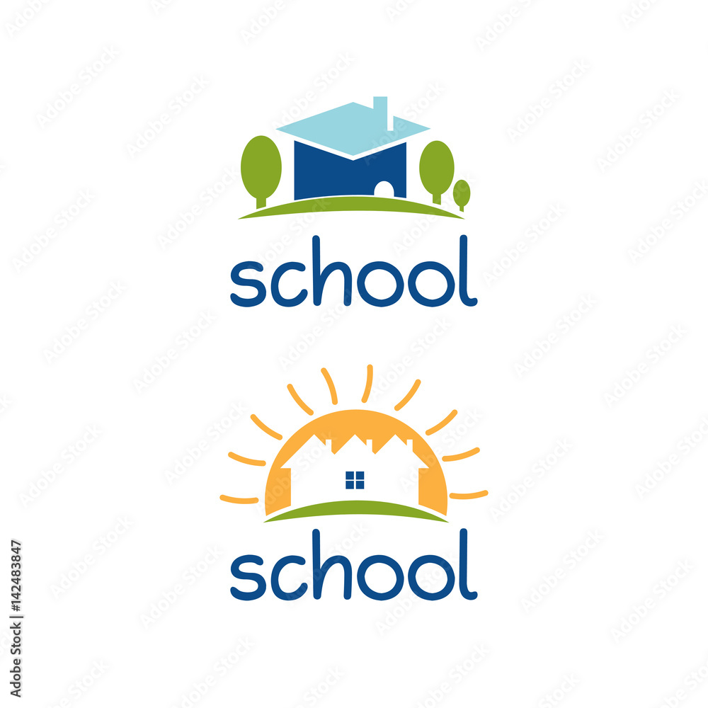 Set of abstract template logo design for school theme. Vector illustration