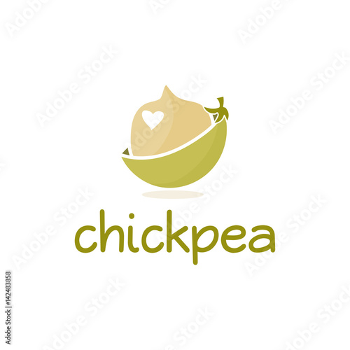 Abstract template logo design with chickpea. Vector illustration