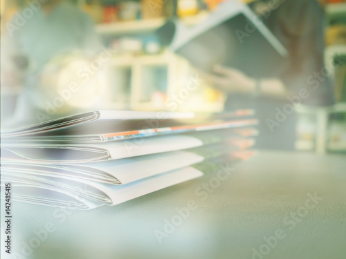 File folder on workplace and business people working in office, blurred focus for business and education background