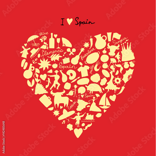 Spain love, art heart shape. Sketch for your design