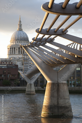 Photography Milennium Bridge and St Pauls Cathedral on the River Thames in London