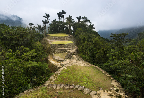 The Lost City (Ciudad Perdida) ruins in the Sierra Nevada de Santa Marta, Colombia photo