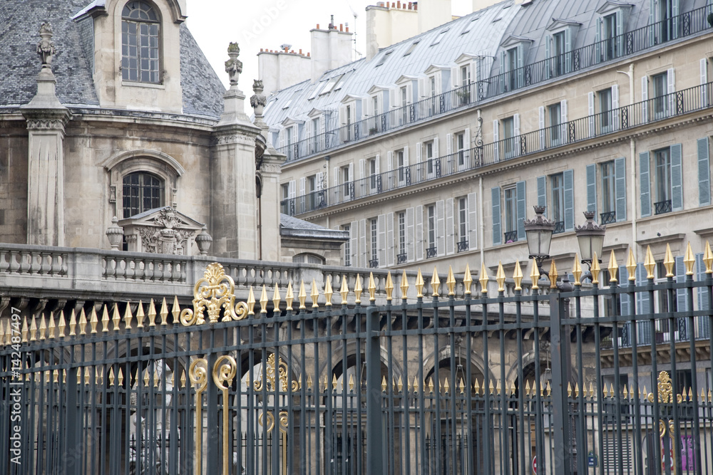 Parisian Facade and Church in Paris, France
