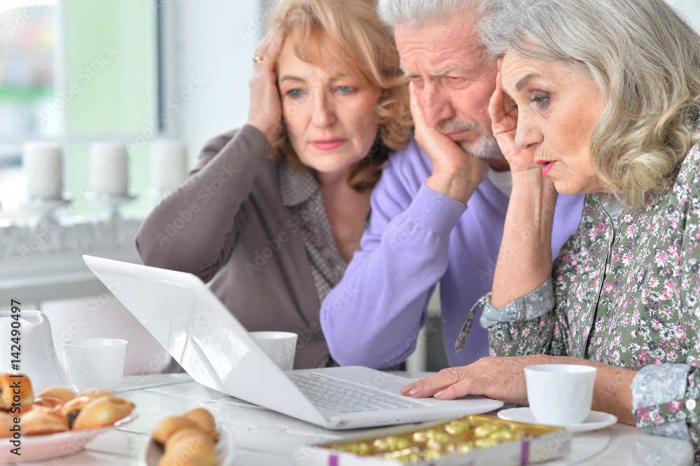 Elderly people using a laptop Elderly people using a laptop