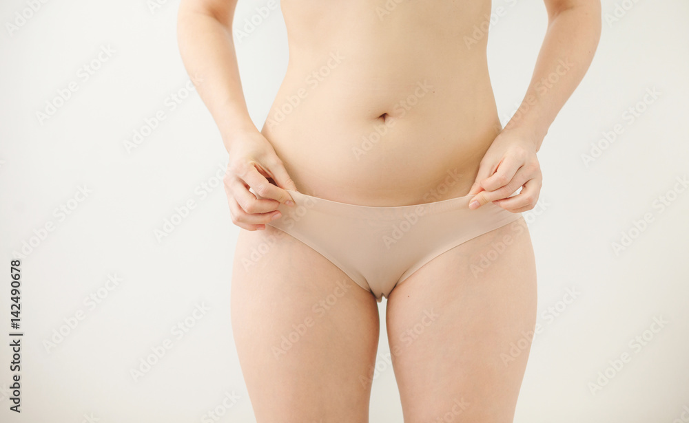 Woman in beige underwear
