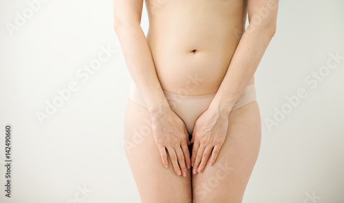 Woman in beige underwear