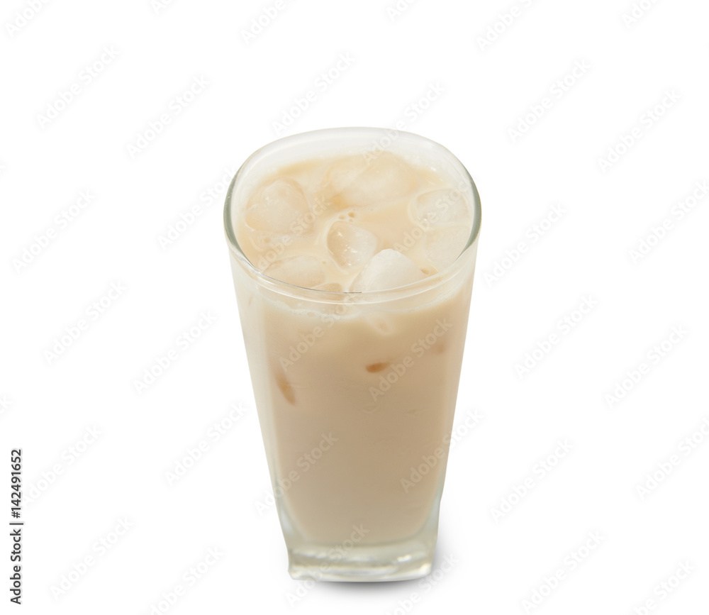 Isolated and clipping path of tea with milk in glass. Isolated and clipping path of tea with milk in glass.