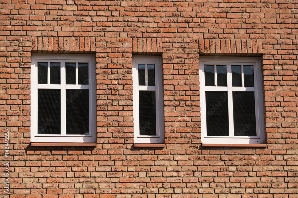Hausfassade mit Backsteinen in Kassel, Deutschland