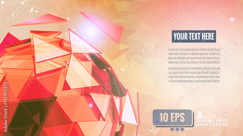 Abstract triangle sphere glowing on low poly BG