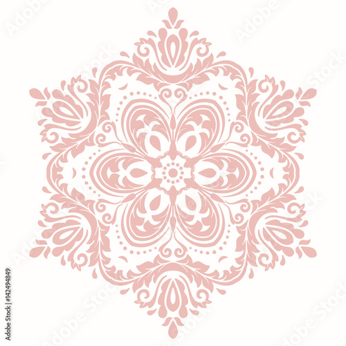 Elegant vector pink ornament in classic style. Abstract traditional pattern with oriental elements. Classic vintage pattern