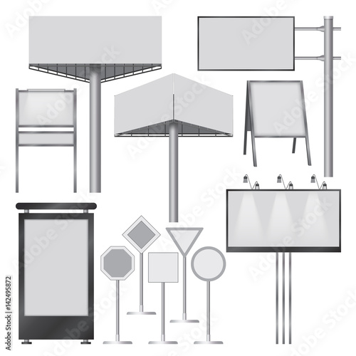 Outdoor banners mockup set, realistic style