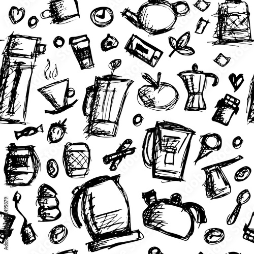 Kitchen utensils, sketch drawing for your design