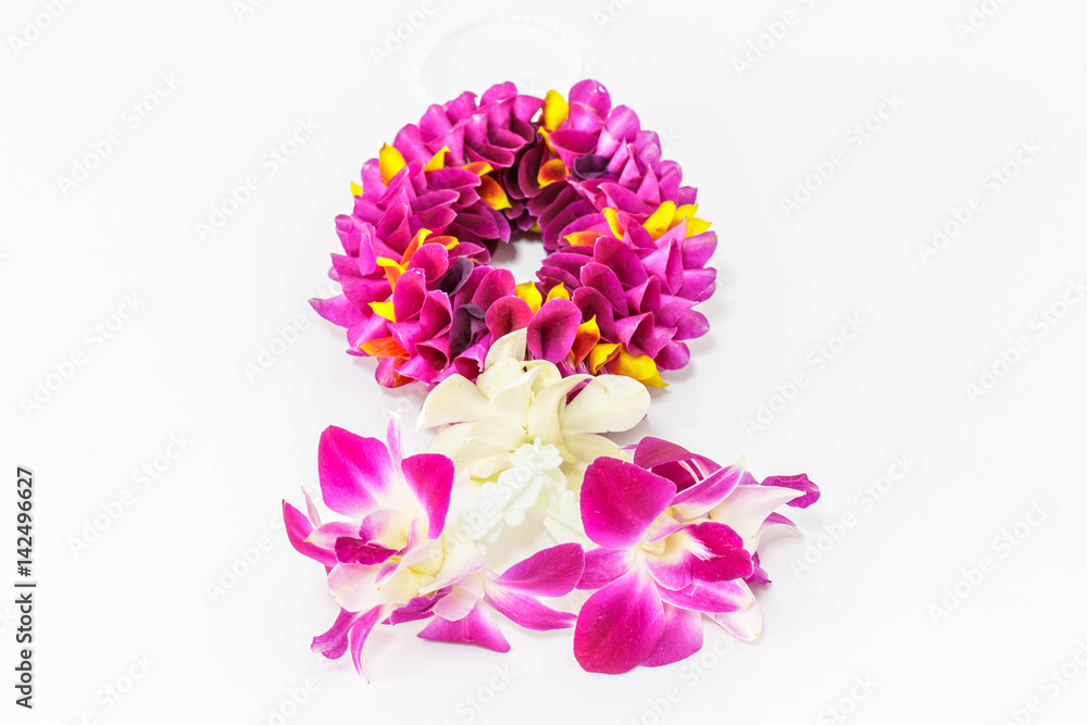 Fototapeta premium Orchid garland for praying to the respect in Thai style