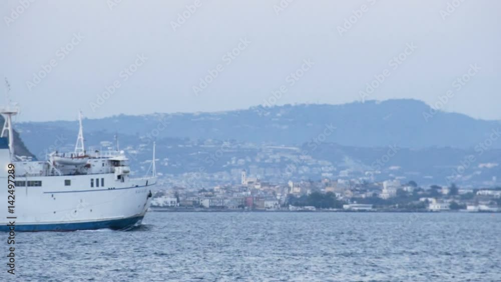Ferry carrying passengers or cargo across gulf, regular transportation service Ferry carrying passengers or cargo across gulf, regular transportation service