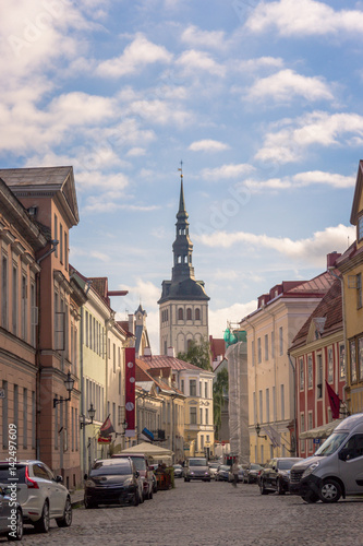 Scenic summer beautiful aerial skyline panorama of the Old Town in Tallinn, Estonia