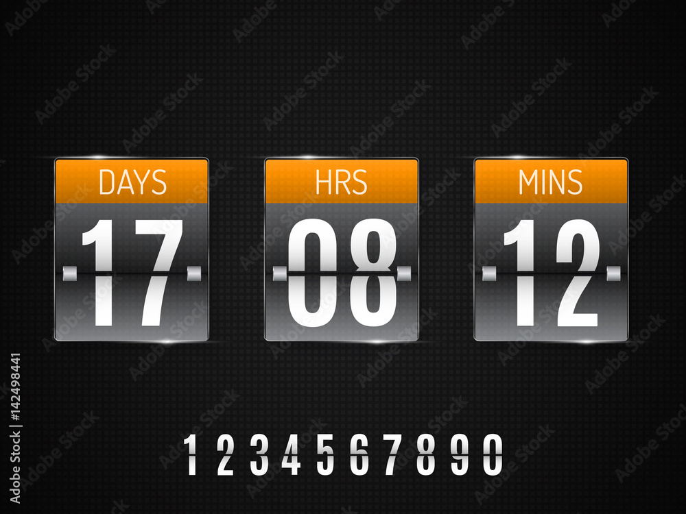 Transparent Glass Countdown timer isolated on black background. Vector template Transparent Glass Countdown timer isolated on black background. Vector template