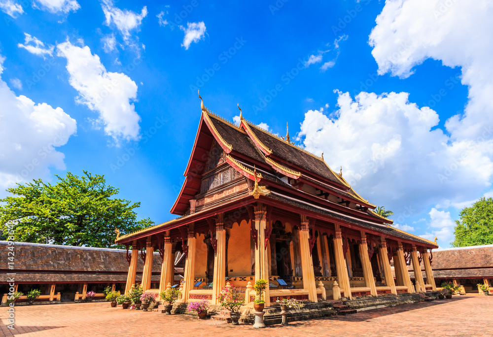 Fototapeta premium Wat Saket in Vientiane of Laos. They are public domain or treasure of Buddhism, no restrict in copy or use.