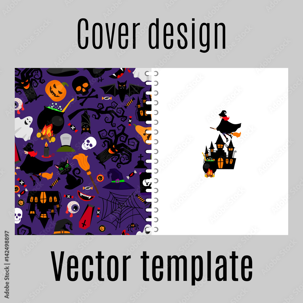 Cover design with halloween icons pattern