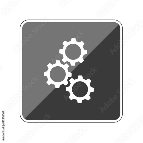 App Button schwarz reflektierend Zahnräder vertikal