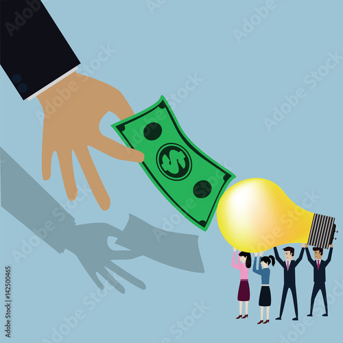 Exchange between money and worker's life,ideas - Illustration