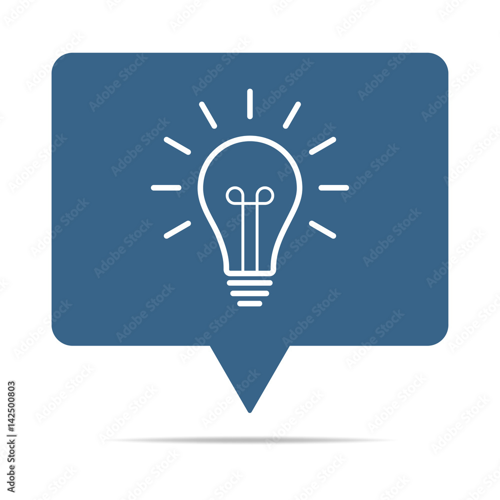 Blaue Sprechblase mit Glübirne - Idee - Innovation Blaue Sprechblase mit Glübirne - Idee - Innovation