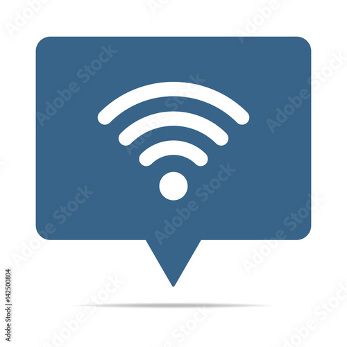 Blaue Sprechblase mit W-LAN Symbol
