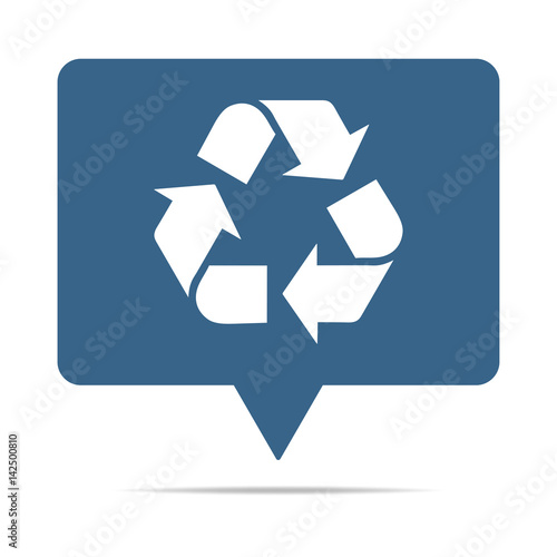 Blaue Sprechblase mit Recycling Symbol - Wiederverwertung