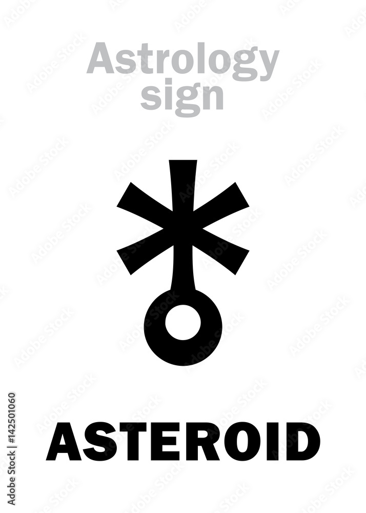 Fototapeta premium Astrology Alphabet: ASTEROID, little planet. Hieroglyphics character sign (single symbol).
