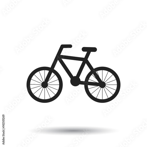 Bike silhouette icon on white background. Bicycle vector illustration in flat style. Icons for design, website.