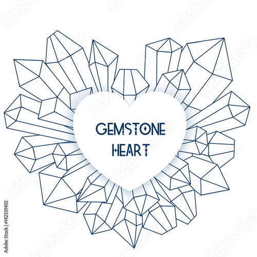 Heart frame with mineral crystal splash beside it