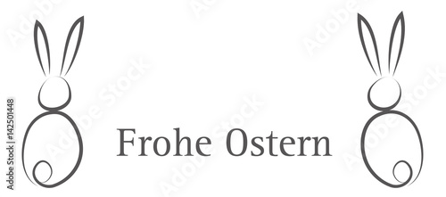 Frohe Ostern - Grußkarte mit zwei süßen Osterhasen, Silhouette 