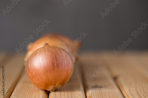 Vitamin and fresh onions photo