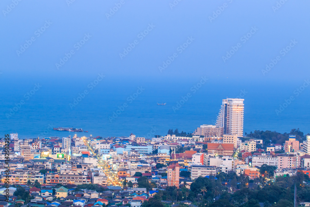 High angle view of Hua Hin; The beach city in Thailand
