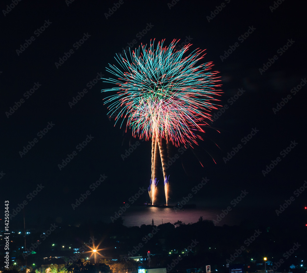 Beautiful fireworks for anniversary celebration Beautiful fireworks for anniversary celebration