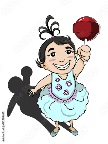 A little girl show off her lollipop vector illustrations