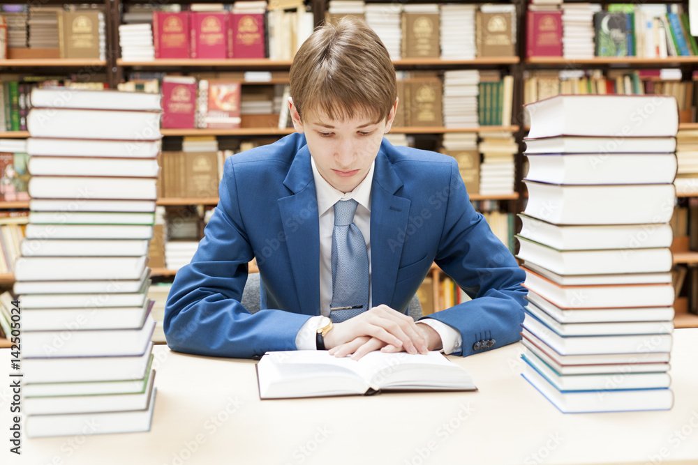 High school student, ready for exams in the school library High school student, ready for exams in the school library