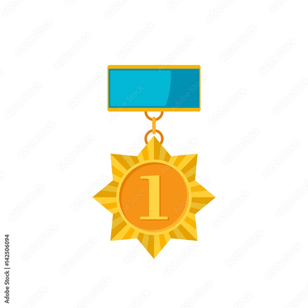 Gold medal star isolated on a white background. Award gold winner prize icon vector illustration in flat tyle Gold medal star isolated on a white background. Award gold winner prize icon vector illustration in flat tyle