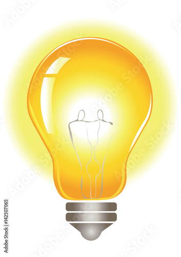 Glowing yellow lightbulb