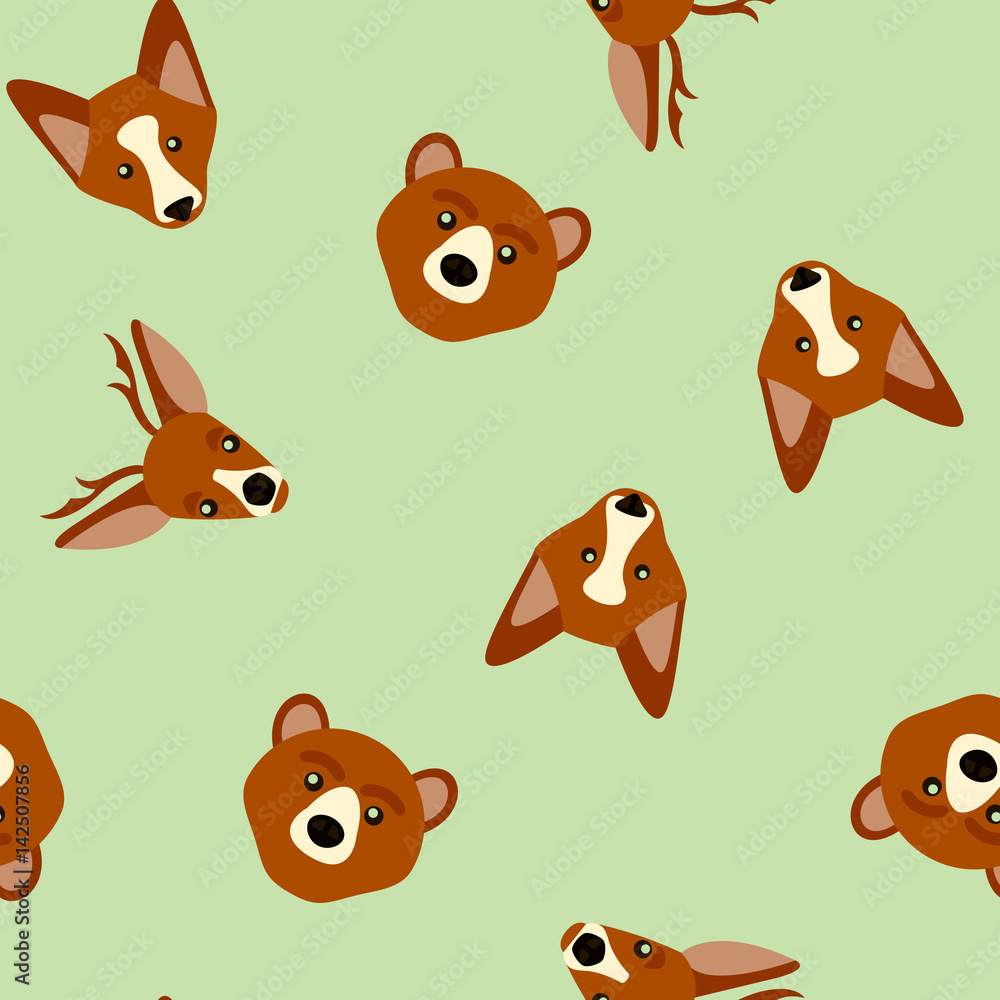 Naklejka premium Vector seamless pattern of color animals